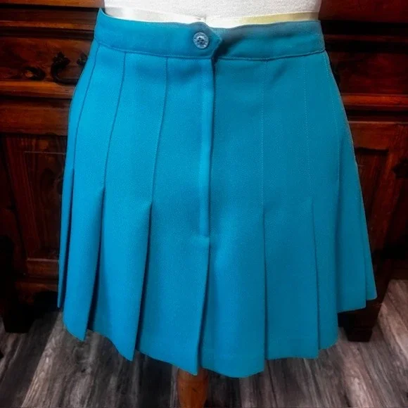 Vintage Head Sportswear Teal Blue Pleated Tennis Skirt Retro Athletic Mini Sz 12 - Picture 4 of 6